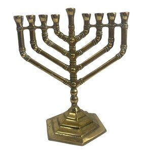 Vintage Meir Cohen Ltd Giftware Brass Menorah Candle Holder 9 Branch